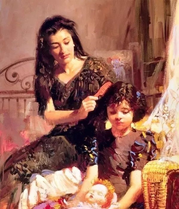 人物#皮诺德埃尼的油画人物，色彩斑斓，动静结合，光彩照人