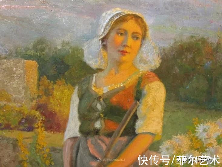 jean#「油画欣赏」女子、花与光，好美的画面