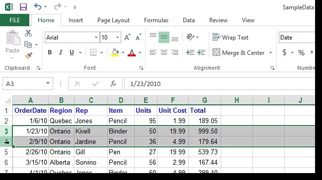 (excel怎么取消隐藏行或列)如何在Excel 2013中隐藏和取消隐藏行和列