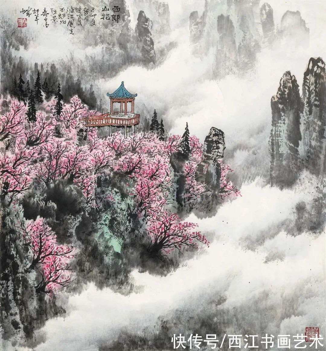 绿野秀岩#春晚绿野秀 岩高白云屯：这位岭南派画家笔下的云山雾海，厉害了