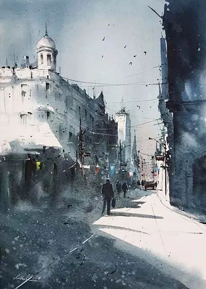 画面!极具美感的蓝绿水彩色调,如此画面,令人爱不舍手