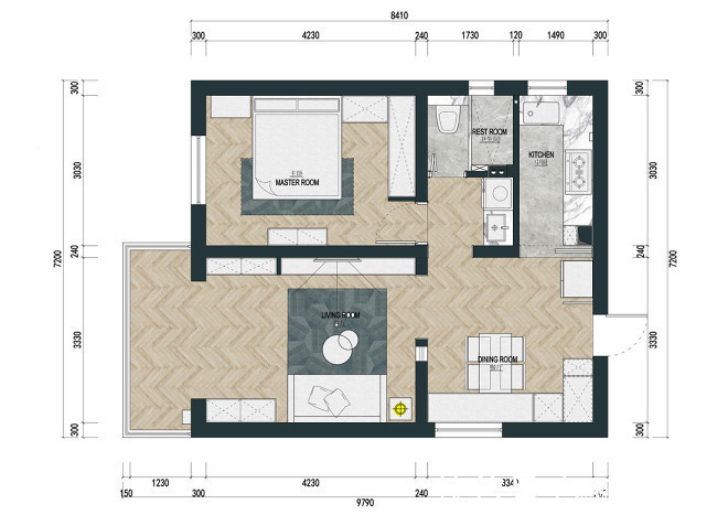 全屋|70㎡两居拆掉一间房成就一个大客厅！