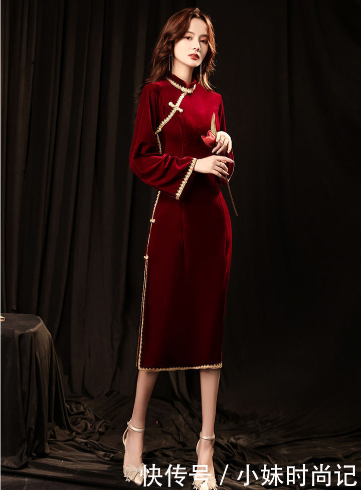 丝绒|丝绒旗袍,让30岁你的更有魅力