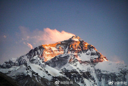 珠峰|蓝天白云相衬下的珠峰景象壮观