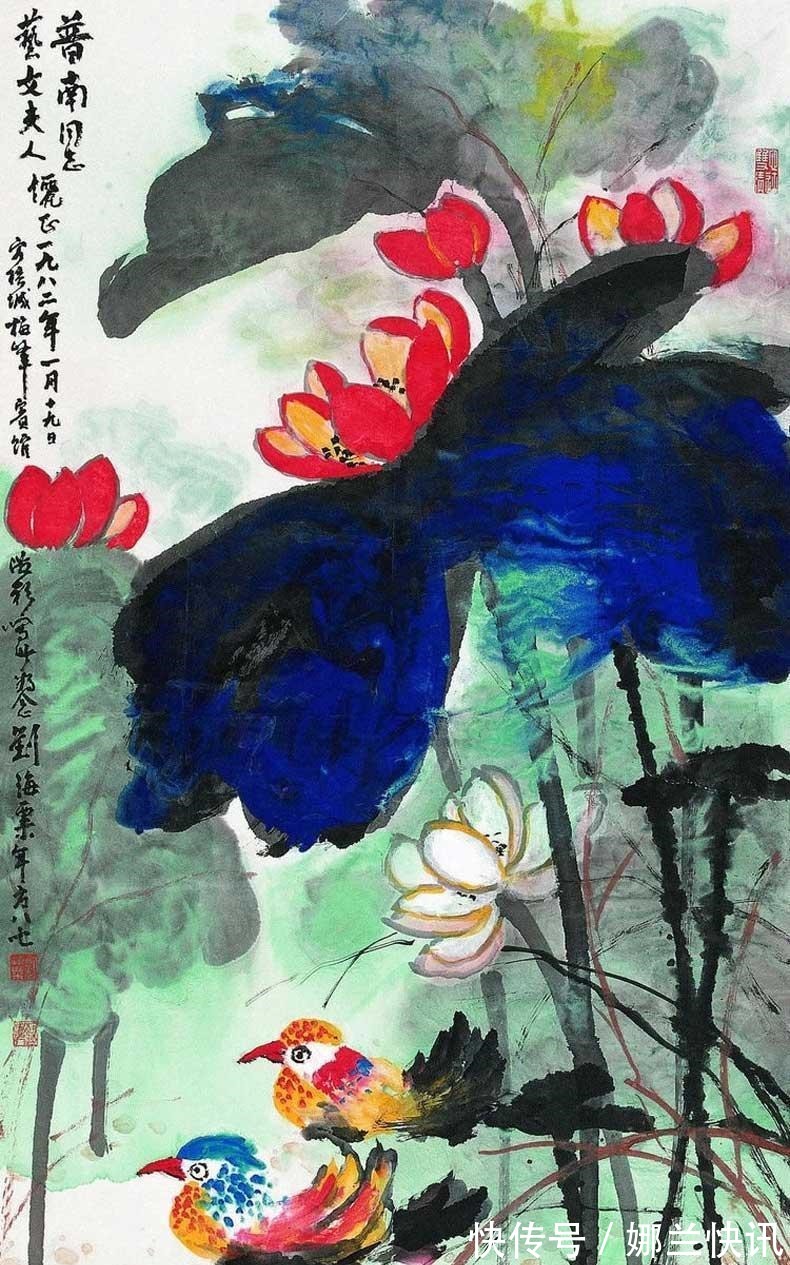 刘海粟!刘海粟的国画,画风让人叫绝,怎么会有这种绚丽神奇的颜色