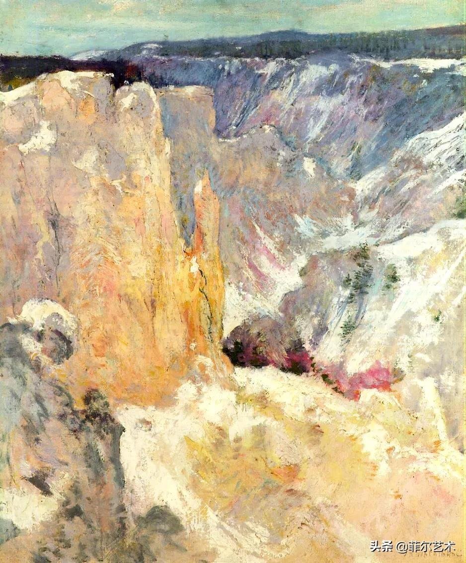 构图#这幅油画作品有着独特精致的构图,以及柔美优雅并带有诗意的风景