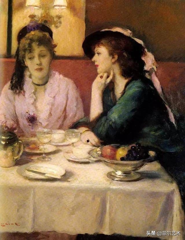 艺术家|艺术家弗尔南·图森特古典油画中的女人，精致高雅，飘逸风流