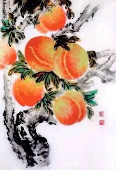 甜香|一起来欣赏国画里的蜜桃，娇艳溢甜香