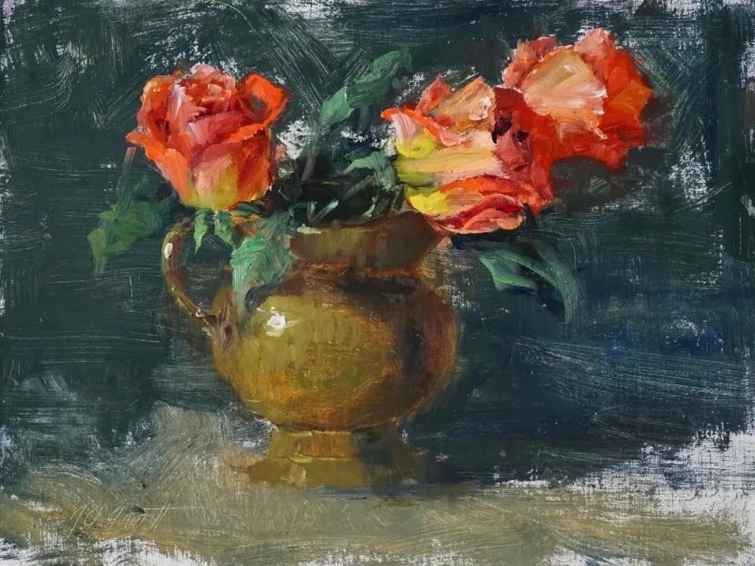 北极光$美国外光派写生女画家乔安娜·阿内特的油画