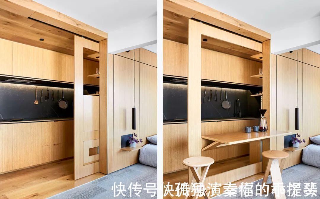 柜门|35㎡迷你小宅,定制柜解决全屋收纳,还有隐形餐桌!