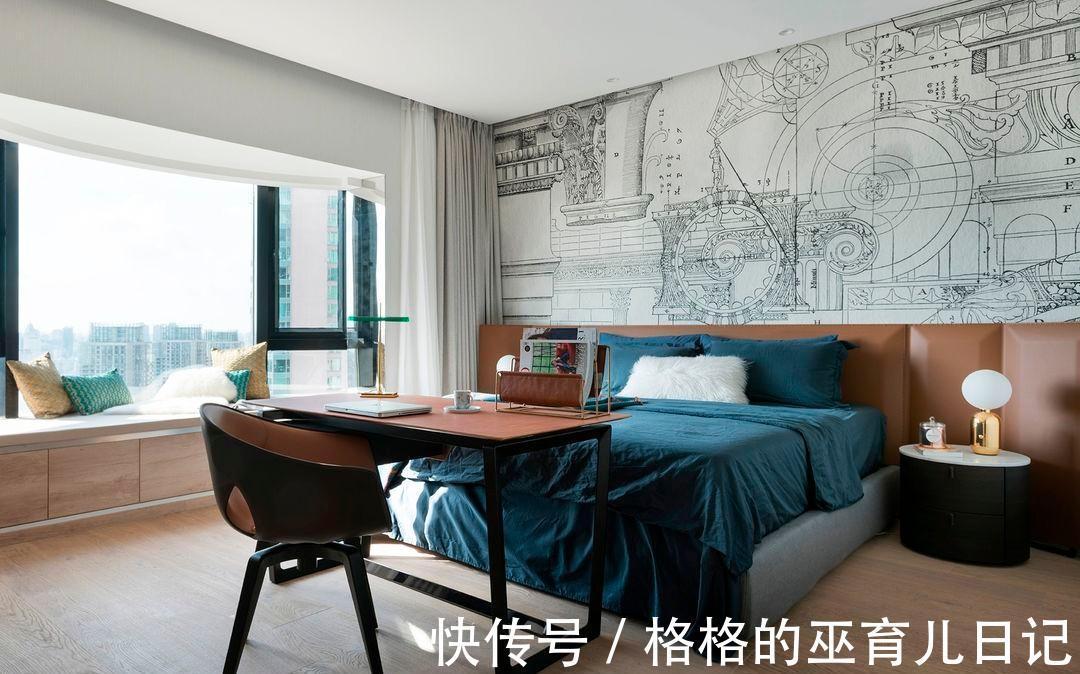 卧室|110平高层住宅,莫兰迪色为空间注入灵魂,这才是婚房该有的样子