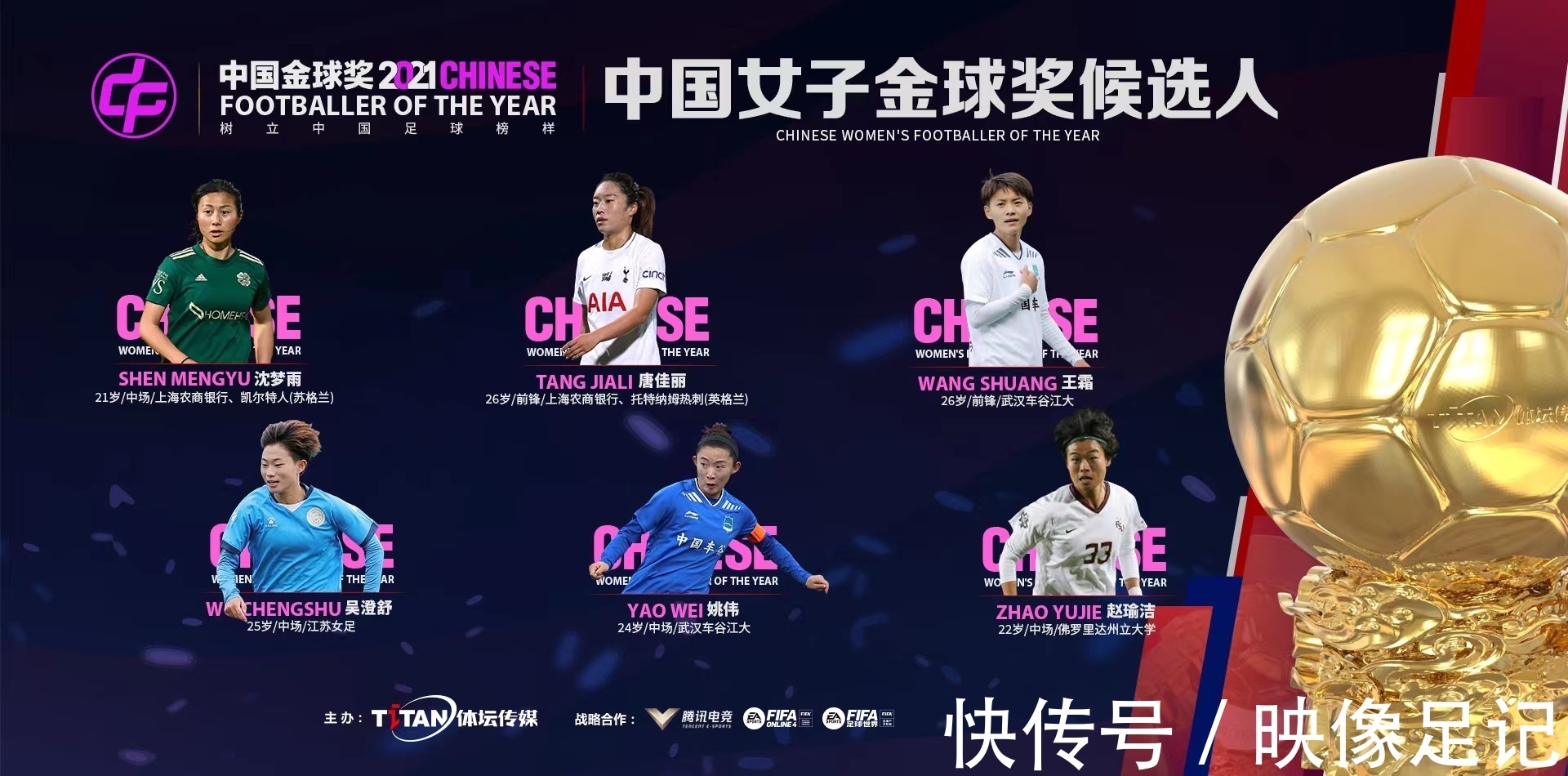 中國女足|中國女子金球獎(jiǎng)候選:女超聯(lián)賽冠亞軍主力pk女足海外留洋球員