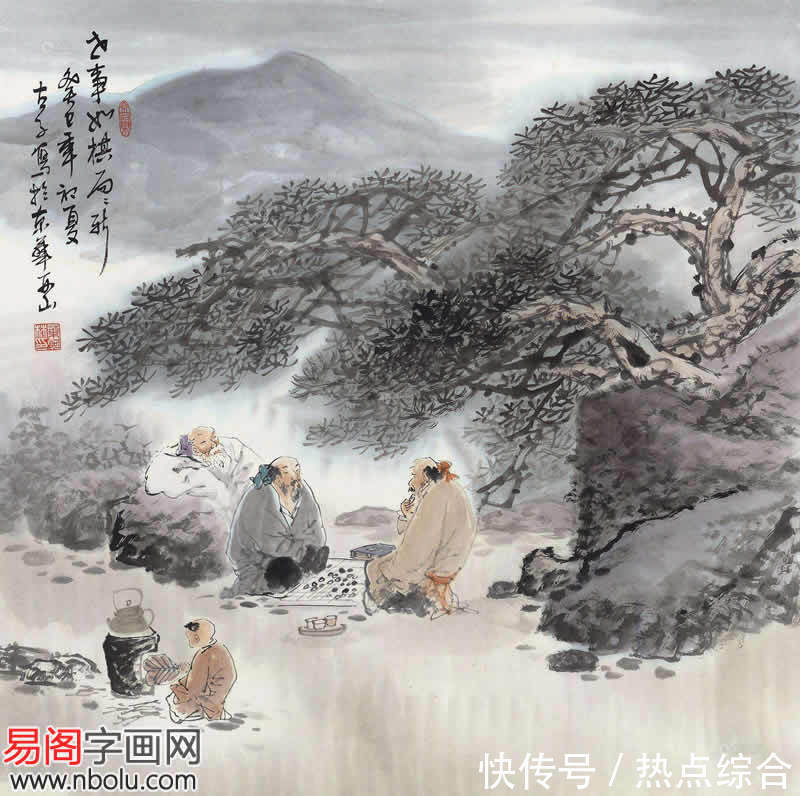 山水画！叶阿林山水画：只此青绿，人画合一，天人共美