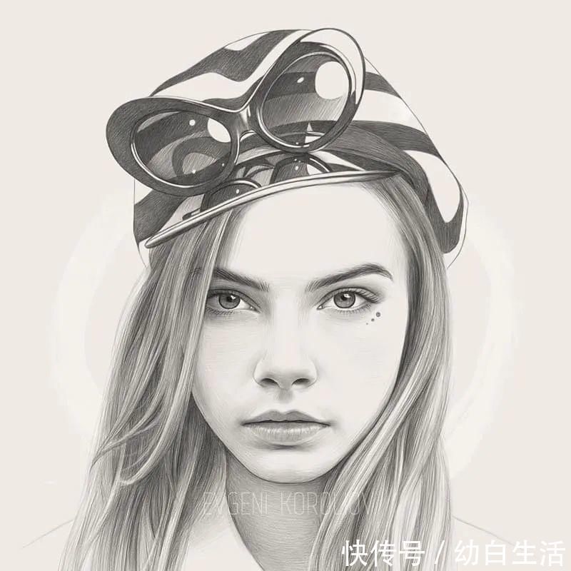 手绘$总被怼素描画得像头盔,瞧她用自动铅笔画,笔笔都是功力,厉害了!