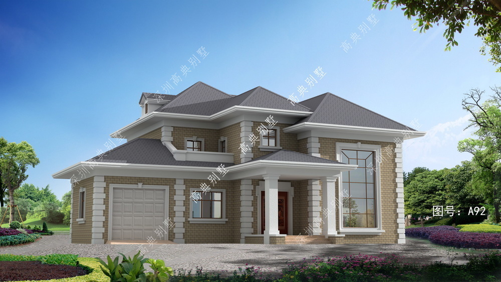 别墅|简欧两层别墅，外观立体，内部功能齐全，整体实用。