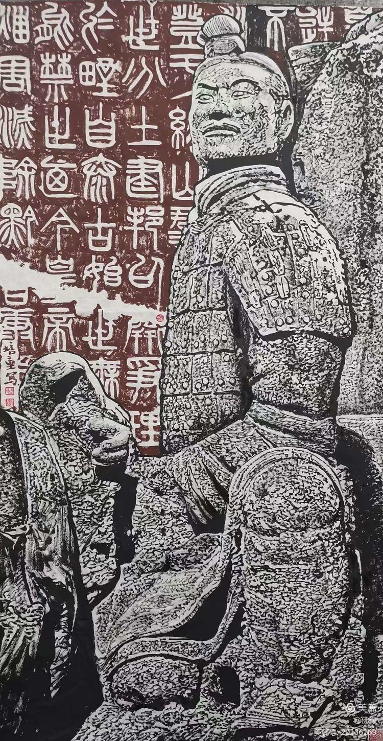 焦墨画|秦始皇兵马俑马培童焦墨组画，震动画坛，叹为观止！