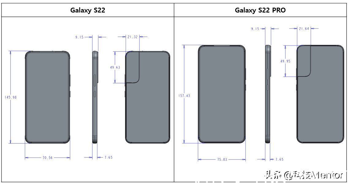 苹果|三星Galaxy S22系列设计图曝光：机身更加小巧纤薄，硬刚苹果