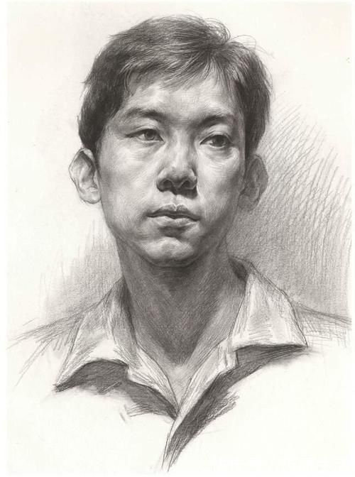 校考!图南画室丨男青年正面素描头像教学讲解丨联考校考素描头像高分卷