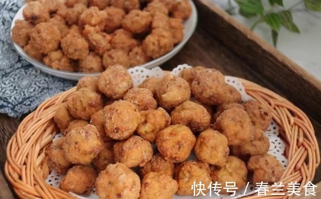 炸丸子，外行用淀粉换成这2样，丸子外酥里嫩，松软Q弹，真香