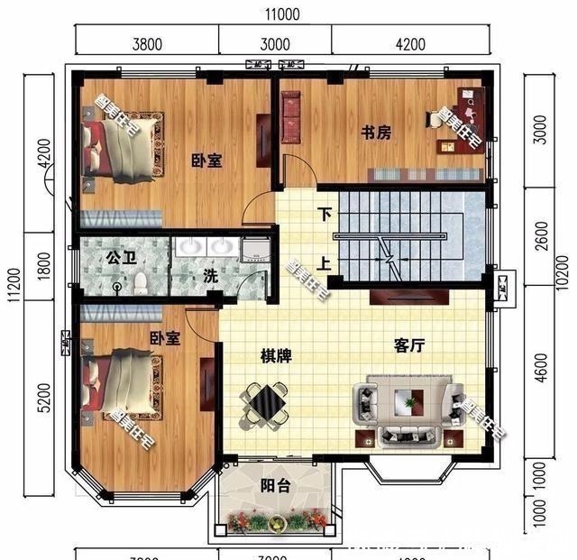 屋面处|面宽11米的3栋农村别墅,从两层到四层,每款户型都值得细品!