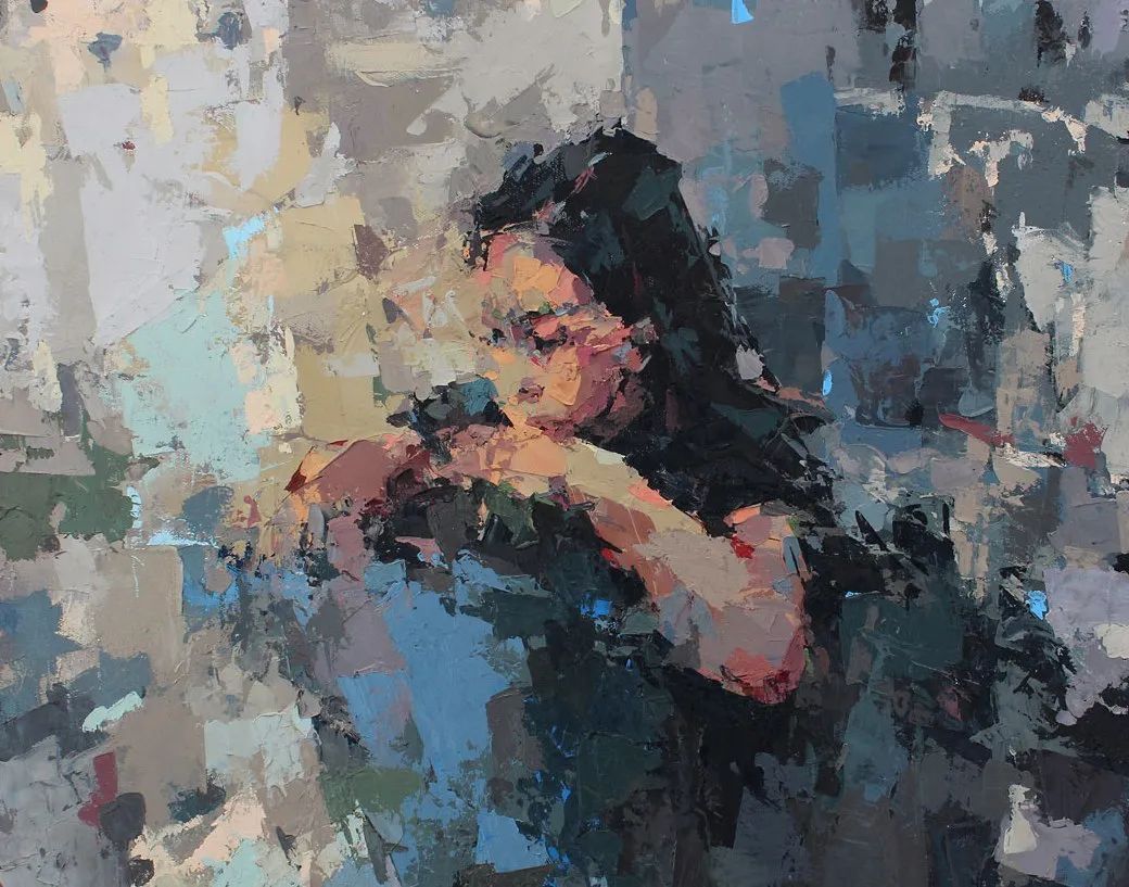 纹理&他将杂碎的色块,厚重的纹理,融于画中的人物