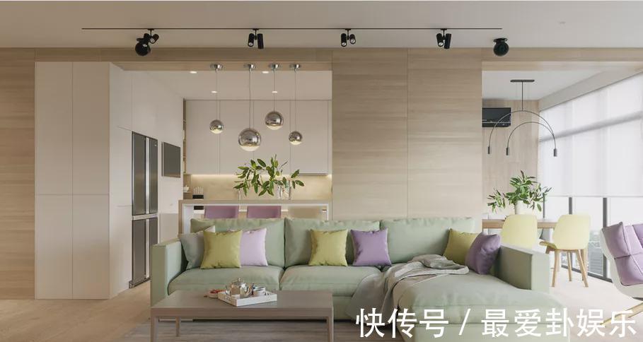 落地窗|126㎡简约新房，朋友说像设计图，开放式厨房还有超大落地窗