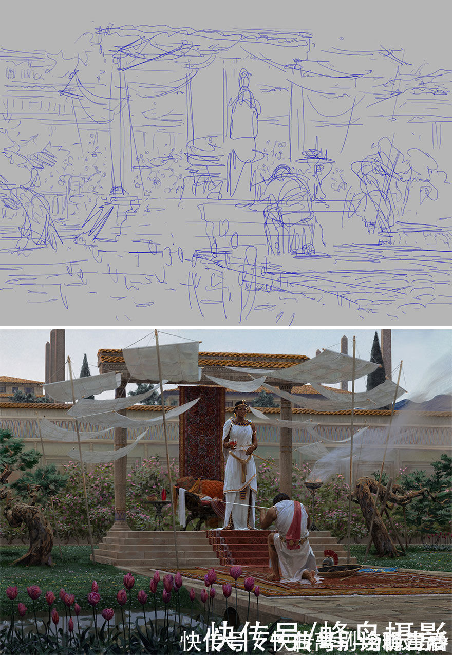 艺术家们@27个初稿与成品对比照,前后差距太大,网友:这是同一副画吗