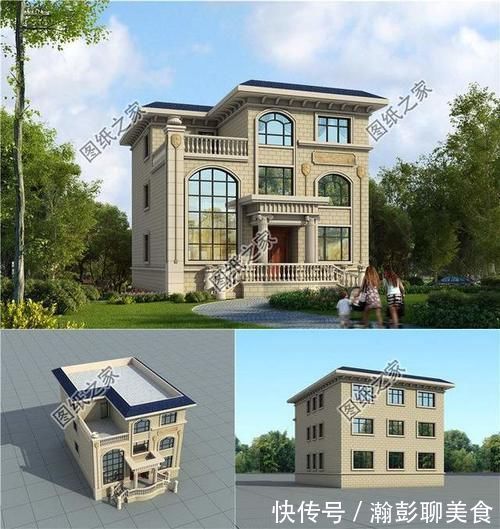 简欧|独栋三层农村别墅图片,实用多一点,适合农村的自建房