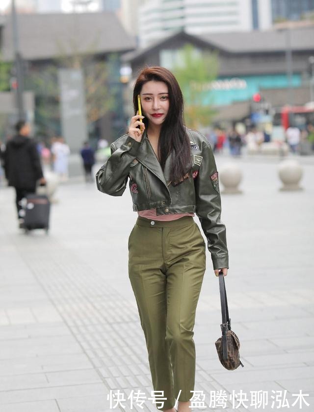 外套|墨绿色皮衣外套,优雅迷人,婀娜多