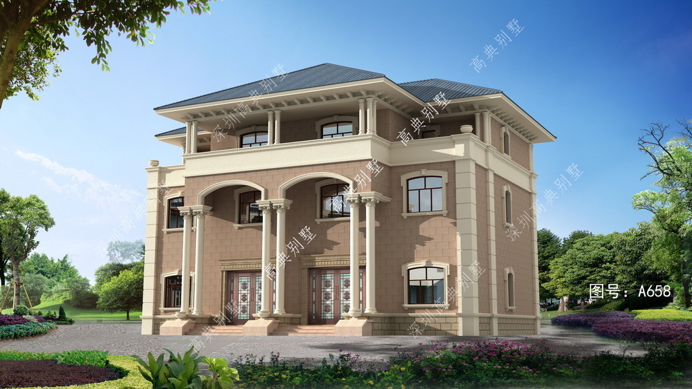 欧式|双拼欧式三层别墅，整体精美大方，兄弟就要这样盖。