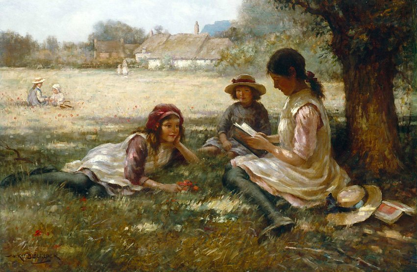 洛克#英国画家威廉·凯·布莱克洛克自然视野和乡村生活的女性人物油画作品欣赏