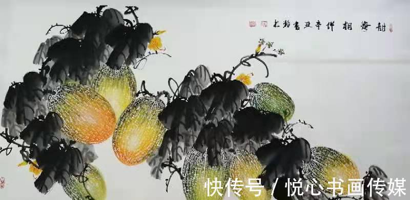 哈密瓜&河南省美协理事,著名瓜果画家史书玲国画作品欣赏