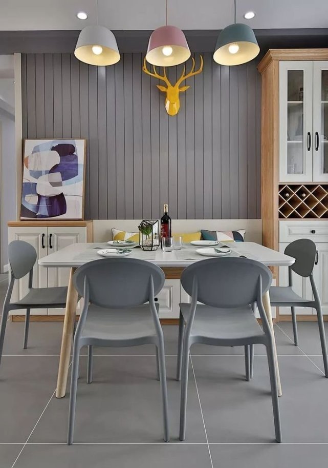 餐厅|116㎡时尚北欧风,清新配色超漂亮,把生活过成诗!