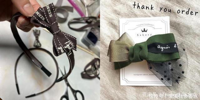 发夹|爱马仕、小香缎带拿到别丢!樱花妹手做超美的发夹 耳环