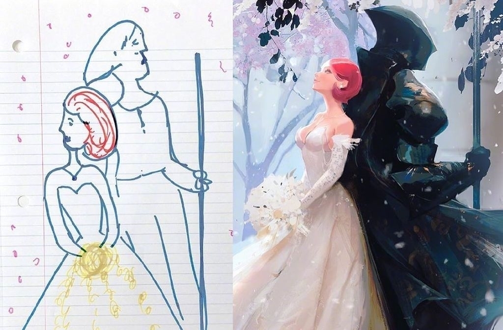 tran#都说画师是魔术师,看到这位儿子改母亲的涂鸦我信了