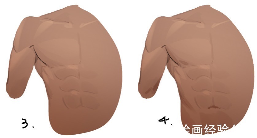 线稿|练不出腹肌我们可以画腹肌！教你腹肌上色的画法技巧！