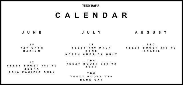 钱包顶不住！一张图看懂Yeezy未来三月登场计划