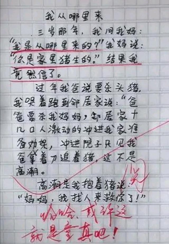 作文|小学生作文《我从哪里来》火出圈，老师看后笑出鹅叫：这脑洞太厉害了