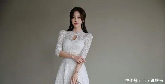 卷叶|美女鉴赏:苔丝风铃卷叶纯色幽雅小洋裙