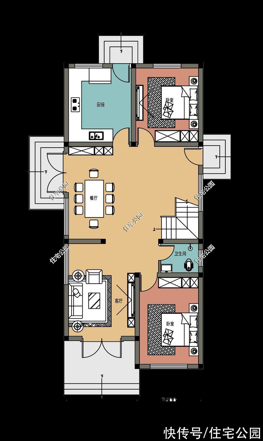 占地面积|面宽8米也能建出大气别墅，10套小面宽图纸，哪套更适合你家？