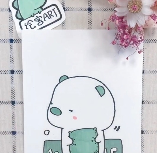 简笔画！美术生简笔画小熊，自称看了都喜欢，网友：这次给你面子