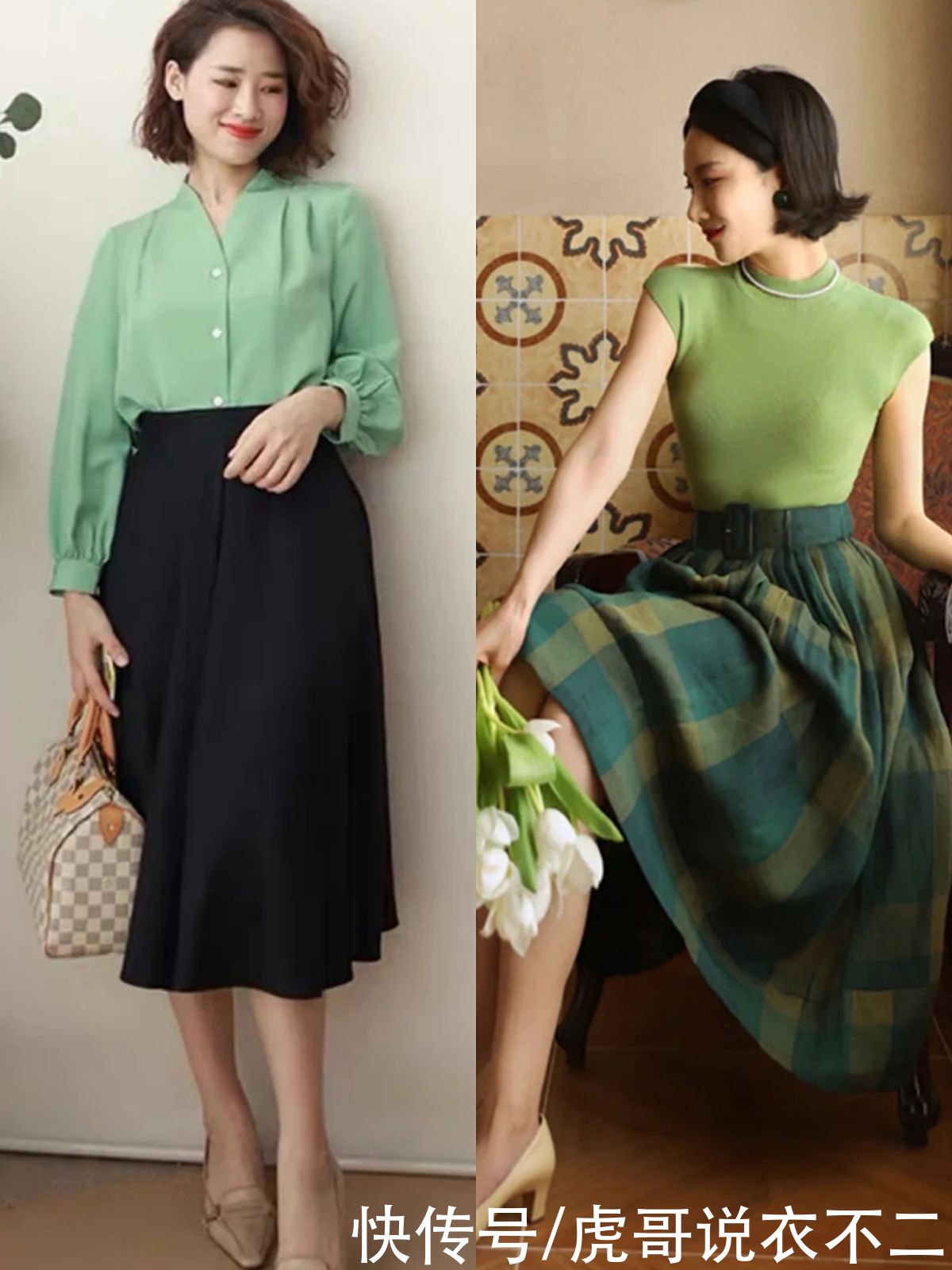 一字扣|中年女人别总穿“花一套”，初夏半裙流行这么穿，优雅到骨子里