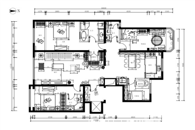 餐桌|170平简洁明快三居室,经济实用,美观大方,温馨典雅