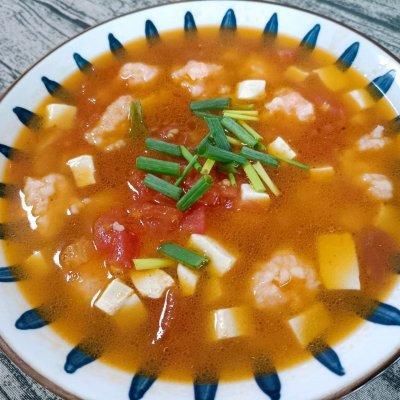 汤汁拌饭|虾滑番茄豆腐汤