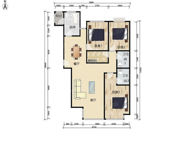 业主|126㎡充满活力的北欧风设计,薄荷绿色的正门与众不同