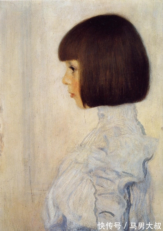 印象派@这幅油画透着娴静与清雅的感觉,是英国美术馆唯一的克里姆特油画