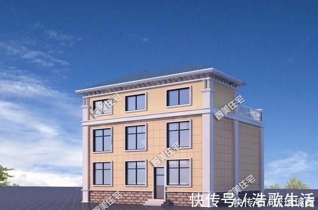 外墙面|4栋12×11米农村别墅,前三栋客厅挑空设计,两层也够大气!