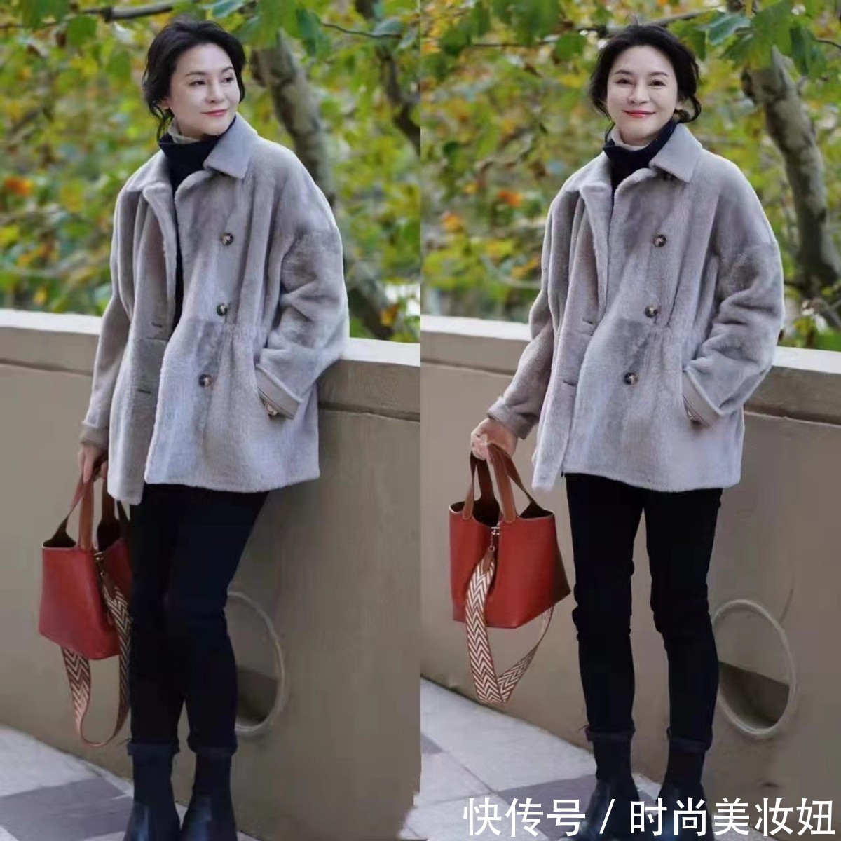 穿搭|见过世面的女人,大衣很少配打底裤,看50岁妈妈的搭配,高级大气