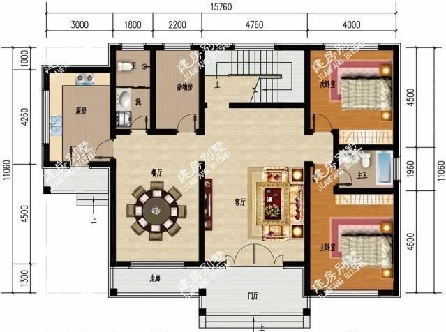 真石漆|2栋宽15米左右的农村别墅,返乡建房首选,户型好造价合适