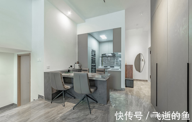 卫生间|70㎡打造岛台餐桌一体,开放式厨房
